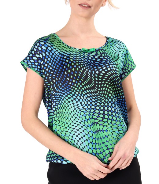 Elegant satin blouse printed with geometric motifs