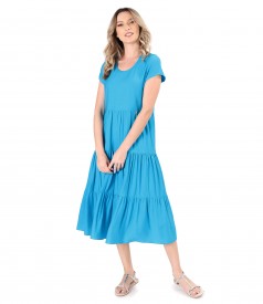 Viscose midi dress with ruffles