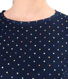 Printed elastic viscose jersey blouse