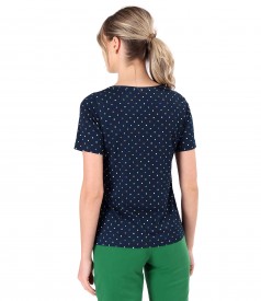 Printed elastic viscose jersey blouse