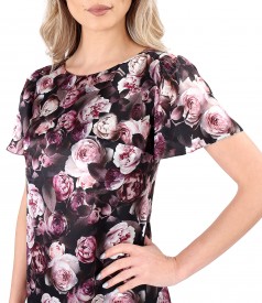 Natural silk dress with short sleeves