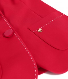 Elastic cotton office jacket with contrasting decorative stitching