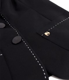 Elastic cotton office jacket with contrasting decorative stitching