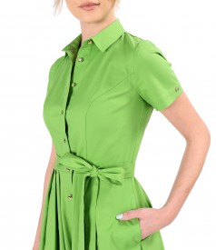 Elastic cotton shirt dress