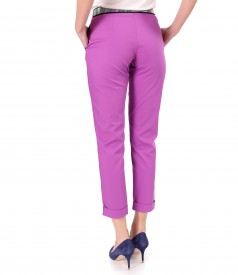 Elastic cotton pants with front pockets