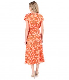 Midi dress with draped bust and drawstring at the waist