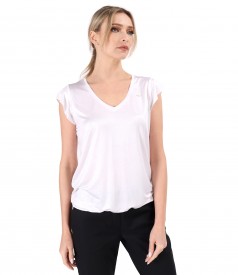 Elegant satin elastic jersey blouse