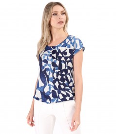 Viscose blouse printed with geometric motifs
