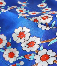 Long dress made of natural silk with a drawstring at the waist