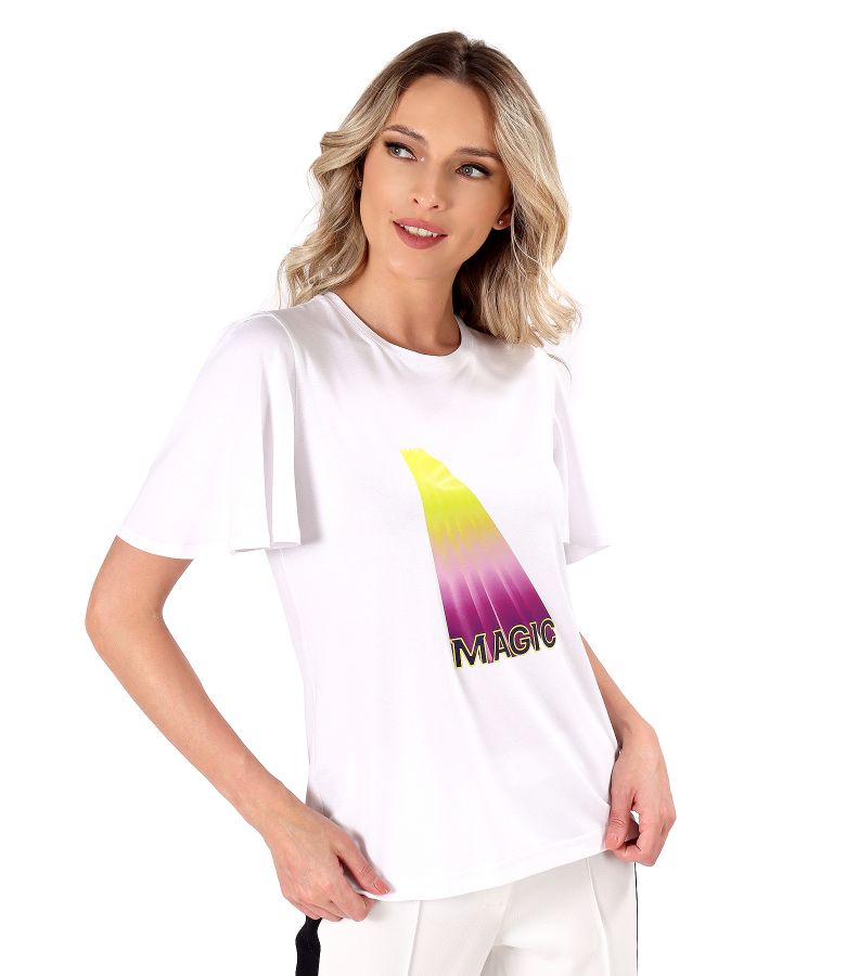 Elastic jersey blouse with wide sleeves