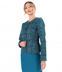 Elegant jacket made of curls with wool and lurex thread