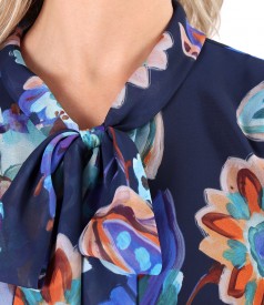 Veil blouse with scarf-type collar