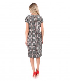 Elastic velvet checkered dress