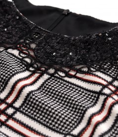 Elastic velvet checkered dress