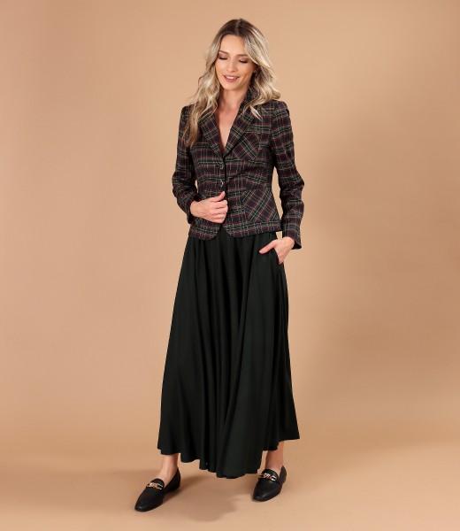 Long skirt with checkered fabric jacket