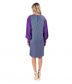 Dress made of elastic viscose fabric with puffed sleeves