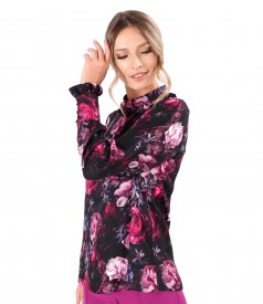 Elegant viscose blouse digitally printed with floral motifs