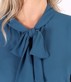 Blouse with long sleeves and scarf collar