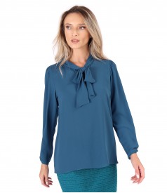 Blouse with long sleeves and scarf collar