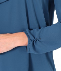 Blouse with long sleeves and scarf collar