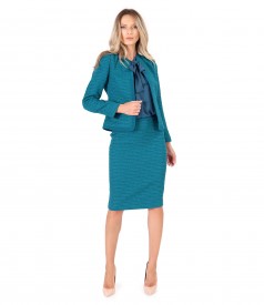 Blouse with long sleeves and scarf collar