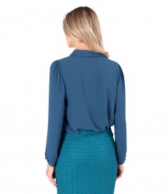 Blouse with long sleeves and scarf collar