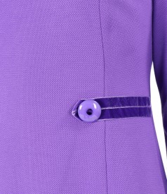 Flared office dress made of textured fabric with viscose