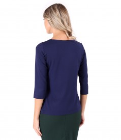 Elastic jersey blouse with 3/4 sleeves