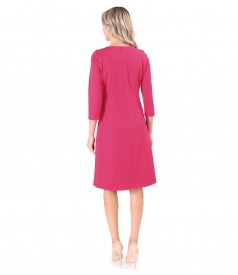 Flared office dress made of textured fabric with viscose