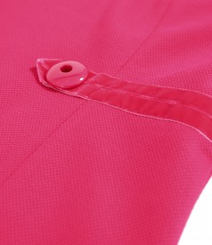 Flared office dress made of textured fabric with viscose