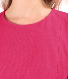 Flared office dress made of textured fabric with viscose