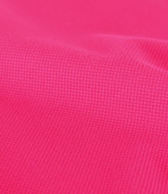 Flared office dress made of textured fabric with viscose