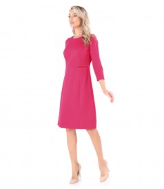 Flared office dress made of textured fabric with viscose