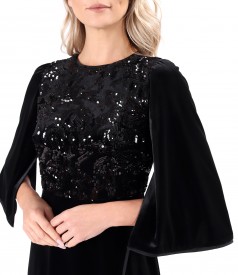 Velvet midi dress with sequin bust