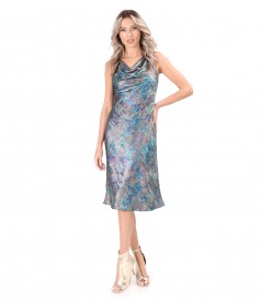 Crepe midi dress with pearlescent effect
