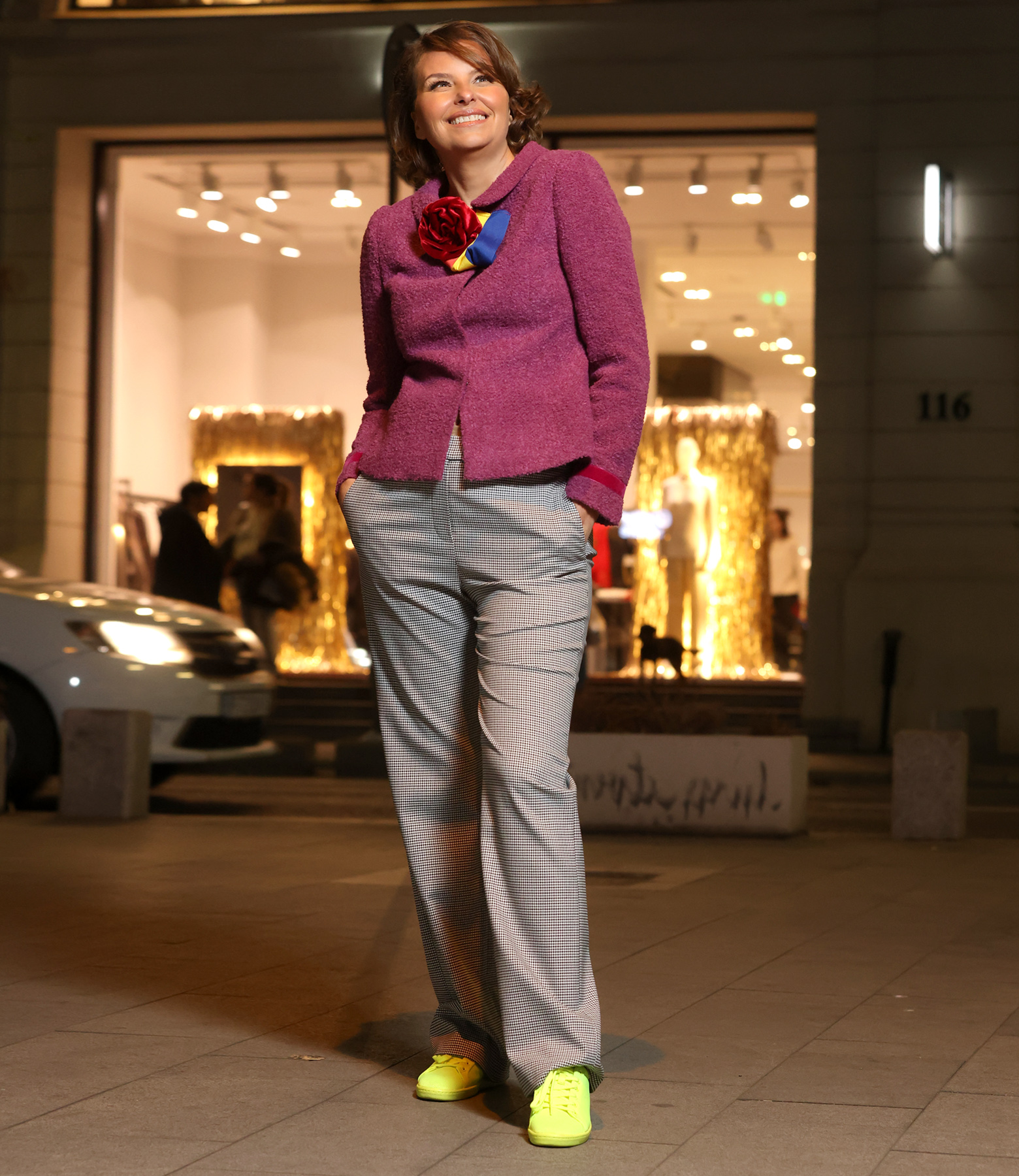 Wool jacket with straight pants