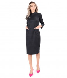 Elegant dress made of thick checkered fabric