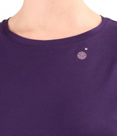 Elastic jersey blouse with 3/4 sleeves