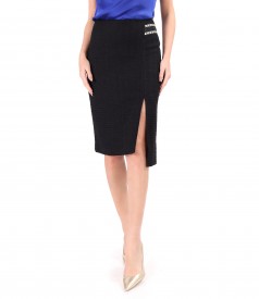 Asymmetric skirt made of loops with viscose and cotton