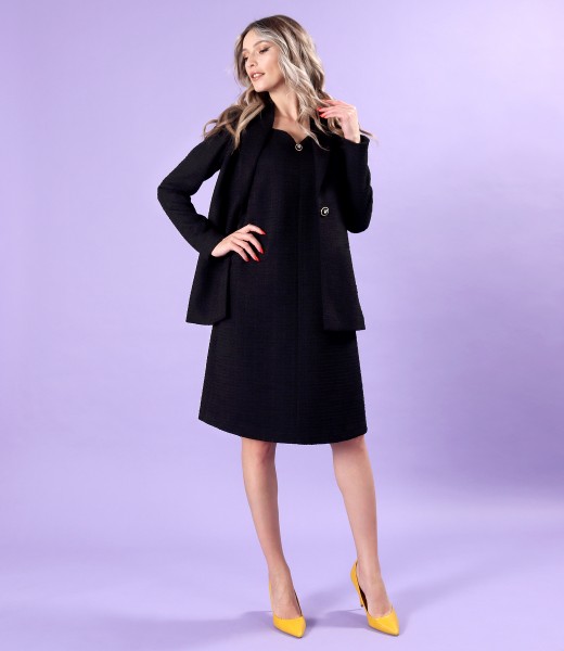 Dress and long jacket made of loops with viscose and cotton