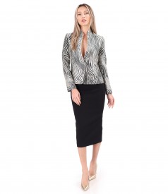 Midi tapered skirt in elastic fabric with viscose