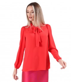 Blouse with long sleeves and scarf collar