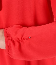 Blouse with long sleeves and scarf collar