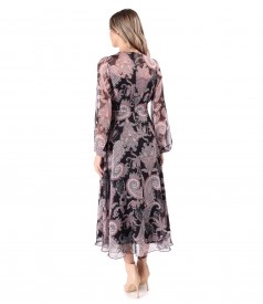 Digitally printed soft veil midi dress with paisley motifs