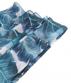 Digitally printed soft veil scarf with floral motifs