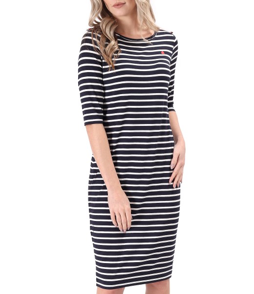 Elegant dress made of elastic viscose jersey with stripes