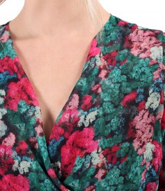 Elegant voile dress printed with floral motifs