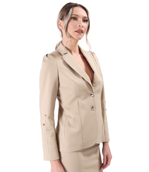 Office women suit with skirt and elastic fabric jacket - YOKKO