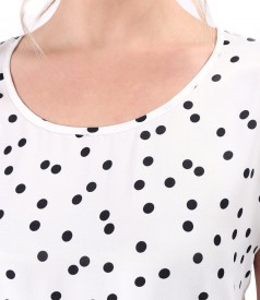 Satin viscose blouse printed with polka dots