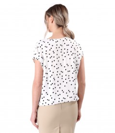 Satin viscose blouse printed with polka dots
